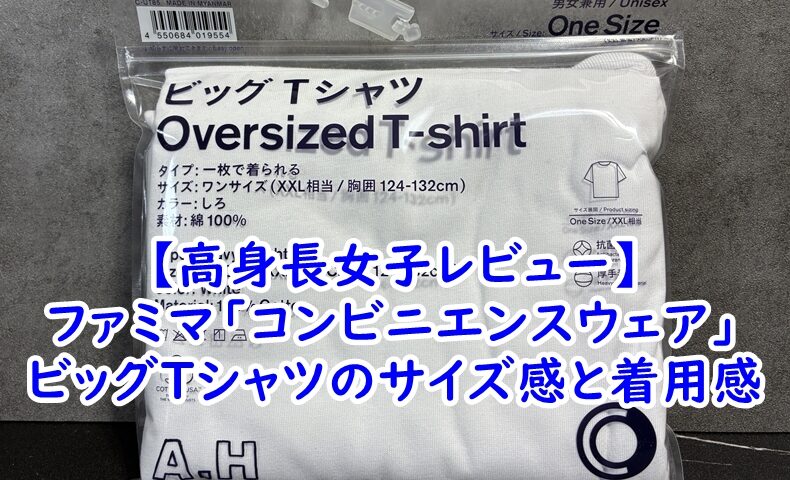 【175cm高身長女子レビュー】ファミマ「コンビニエンスウェア」長谷川昭雄コラボ・ビッグTシャツのサイズ感と着用感