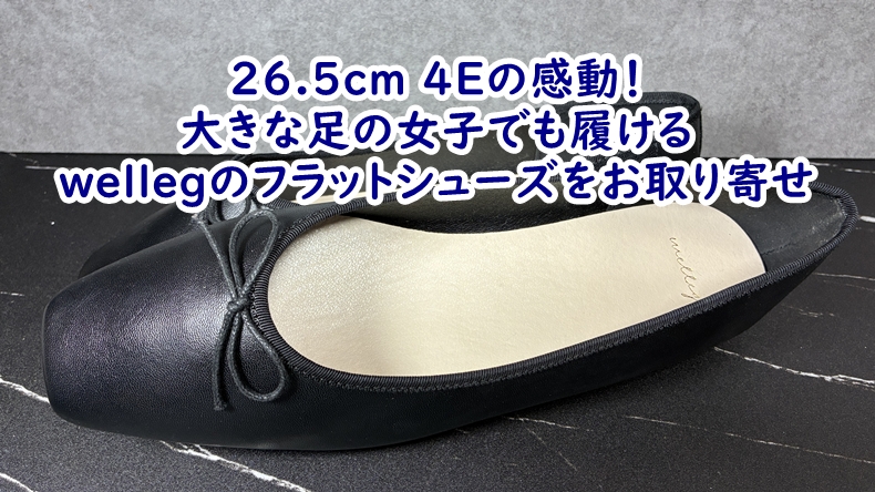 26.5cm 4Eの感動！大きな足の女子でも履けるwelleg（ウェレッグ）のフラットシューズをお取り寄せ